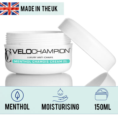 VeloChampion Menthol Anti Chafe Chamois Cream for Cycling & Running