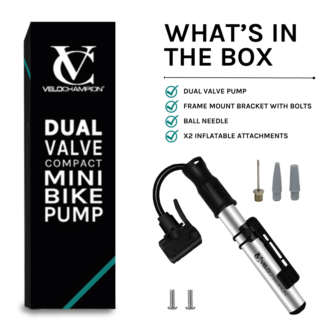 VeloChampion Dual Valve Compact Mini Pump with Aluminium Alloy Barrel