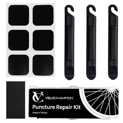 Velochampion Glueless Puncture Repair Kit - Adhesive Patches & Tyre Levers