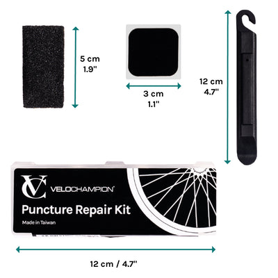 Velochampion Glueless Puncture Repair Kit - Adhesive Patches & Tyre Levers