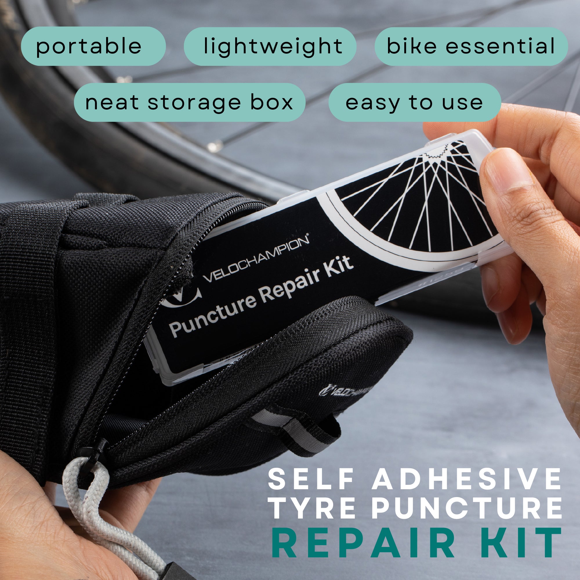 Road Bike Saddle Saddle Bag Puncture Repair Kit Glueless Adhesive