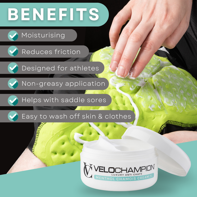VeloChampion Menthol Anti Chafe Chamois Cream for Cycling & Running