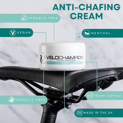 VeloChampion Menthol Anti Chafe Chamois Cream for Cycling & Running