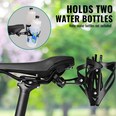 Double Water Bottle Cage Mount - Alloy Black for Cycling Triathlon Bike