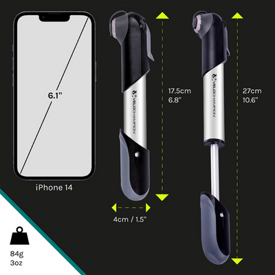 VeloChampion Alloy 7 Mini Bike Pump for Presta, Dunlop & Schrader Valves with Frame Mount Inlcuded