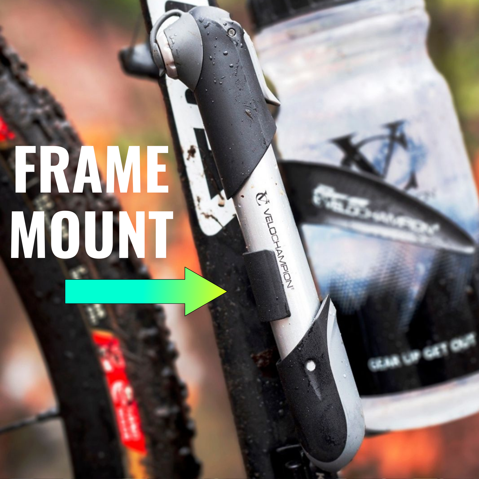 VeloChampion Alloy 7 Mini Bike Pump for Presta Dunlop Schrader Valves with Frame Mount Inlcuded