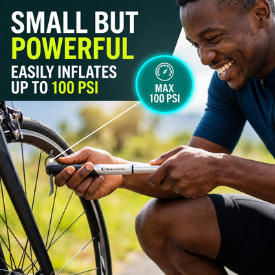 VeloChampion Alloy 7 Mini Bike Pump for Presta, Dunlop & Schrader Valves with Frame Mount Inlcuded_