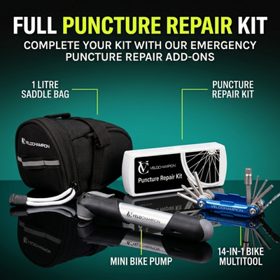 VeloChampion Alloy 7 Mini Bike Pump for Presta, Dunlop & Schrader Valves with Frame Mount Inlcuded_