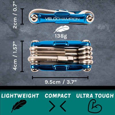 VeloChampion 14 in 1 Blue Bike Multitool with Storage Case
