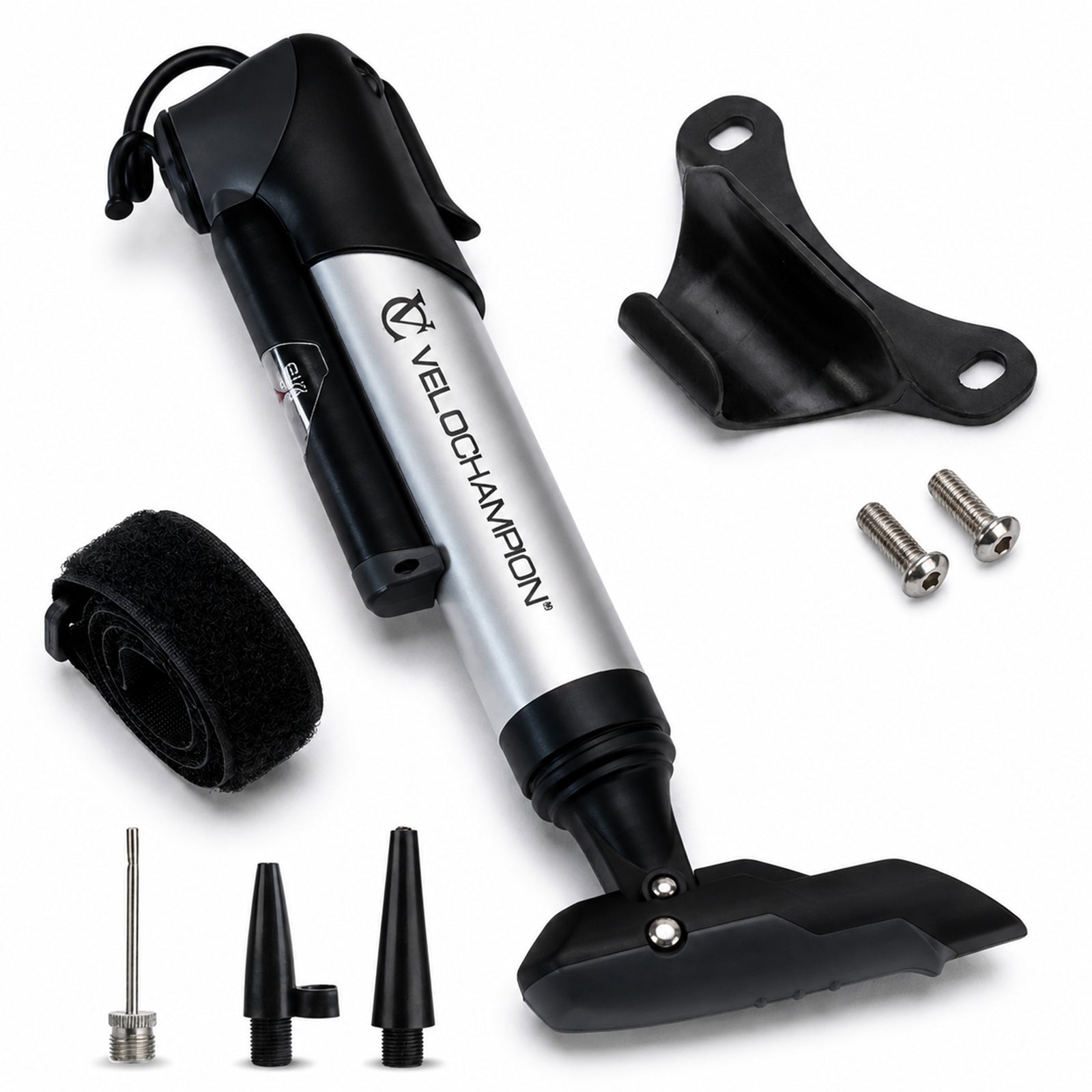 VeloChampion Alloy 9 Bike Pump with Pressure Gauge + T-bar Handle to 120 PSI / 8.3 BAR
