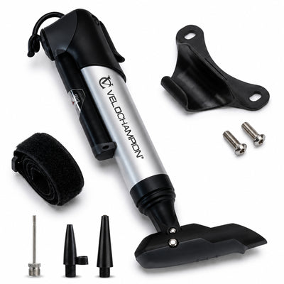 VeloChampion Alloy 9 Bike Pump with Pressure Gauge + T-bar Handle to 120 PSI / 8.3 BAR