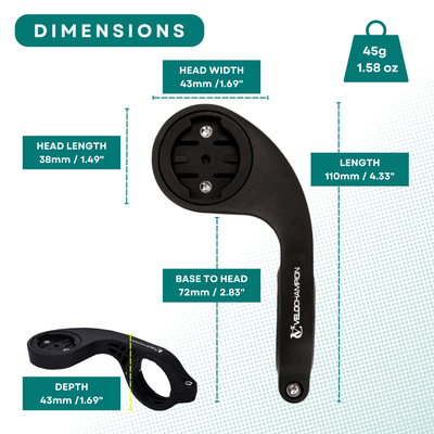 VeloChampion Garmin Compatible Handlebar Mount Dimensions