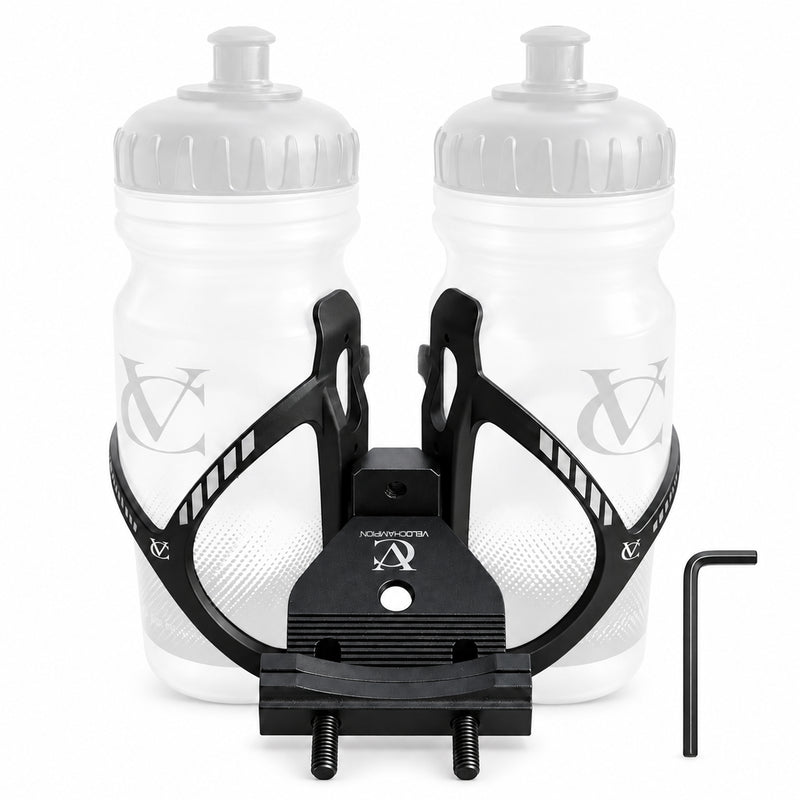 VeloChampion Premium Triathlon Double Bottle Cage Mounting Kit + 2 Cages Ideal for Triathlons, Road and Time Trial Bikes