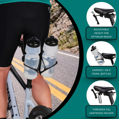 VeloChampion Premium Triathlon Double Bottle Cage Mounting Kit + 2 Cages Ideal for Triathlons, Road and Time Trial Bikes