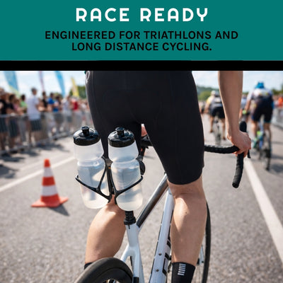 VeloChampion Premium Triathlon Double Bottle Cage Mounting Kit + 2 Cages Ideal for Triathlons, Road and Time Trial Bikes