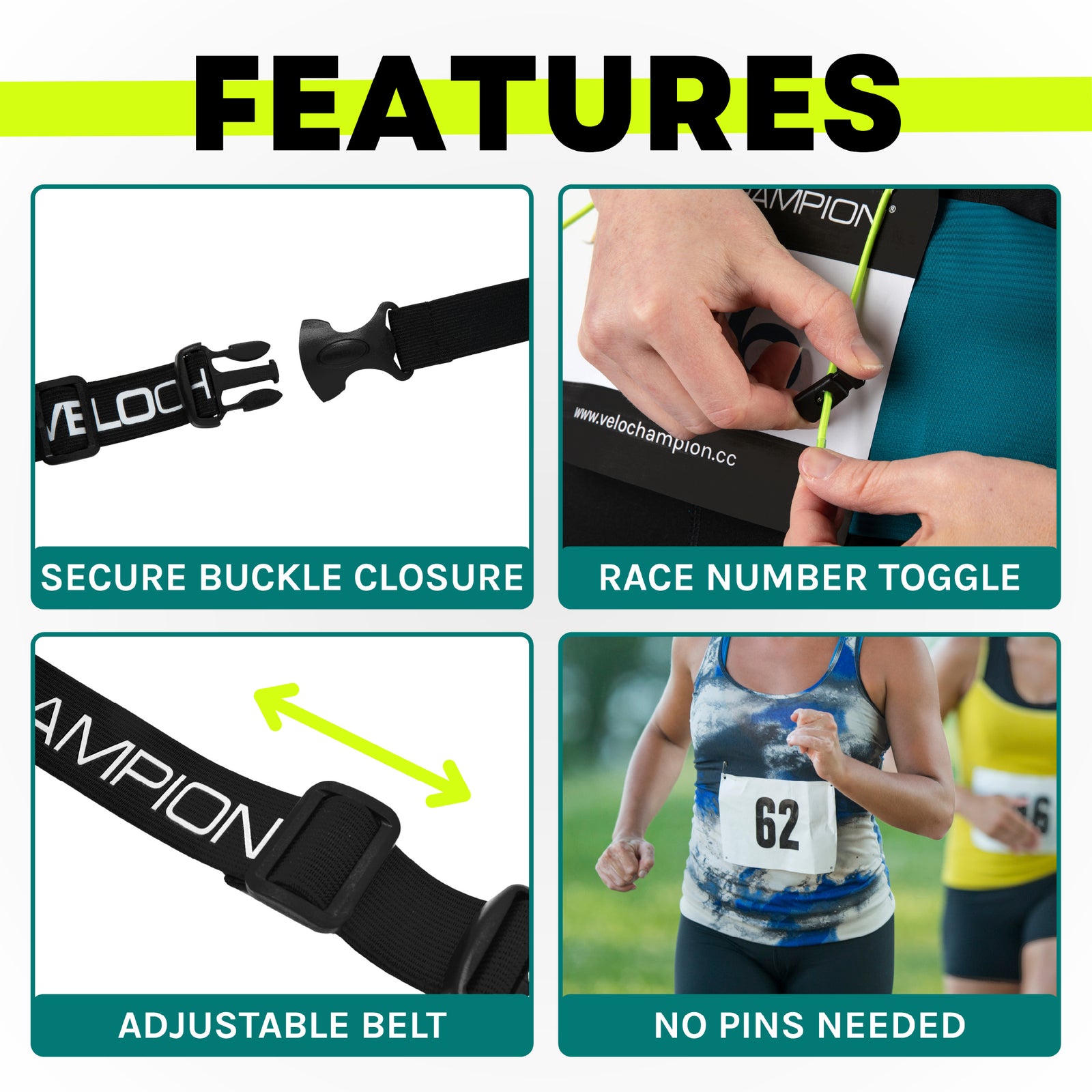 VeloChampion Adjustable Running Triathlon Sports Number Belt Waistpack - KIDS