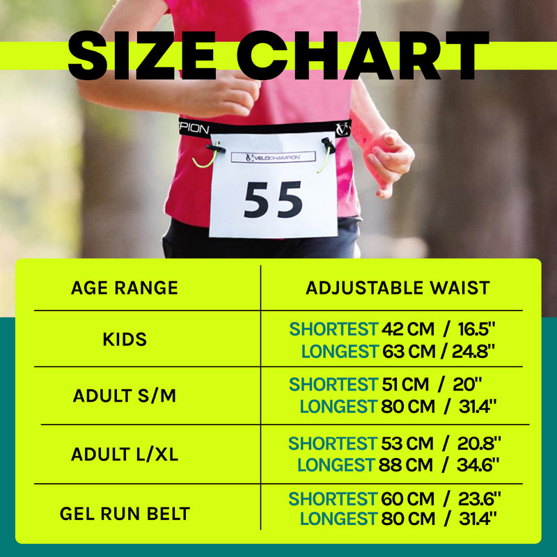 VeloChampion Adjustable Running Triathlon Sports Number Belt Waistpack - KIDS