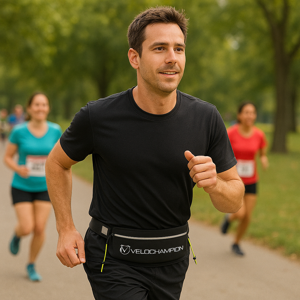 VeloChampion Reflective Running Number Belt Waist Pack Plus Storage Pocket