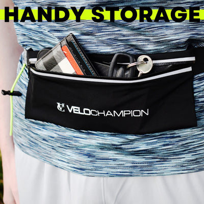 VeloChampion Reflective Running Number Belt Waist Pack Plus Storage Pocket