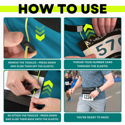 VeloChampion Reflective Running Number Belt Waist Pack Plus Storage Pocket
