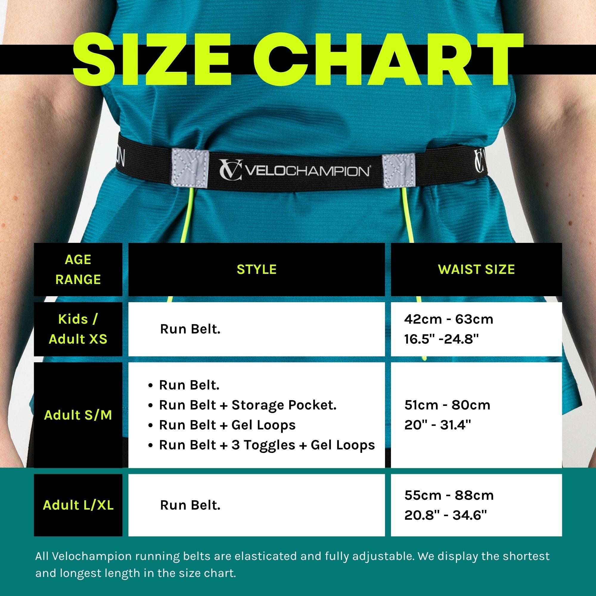 VeloChampion Reflective Running Belt Waist Number Belt | 3 Toggle Gel Holder | Elastic Adjustable Fit with Clip Fastening