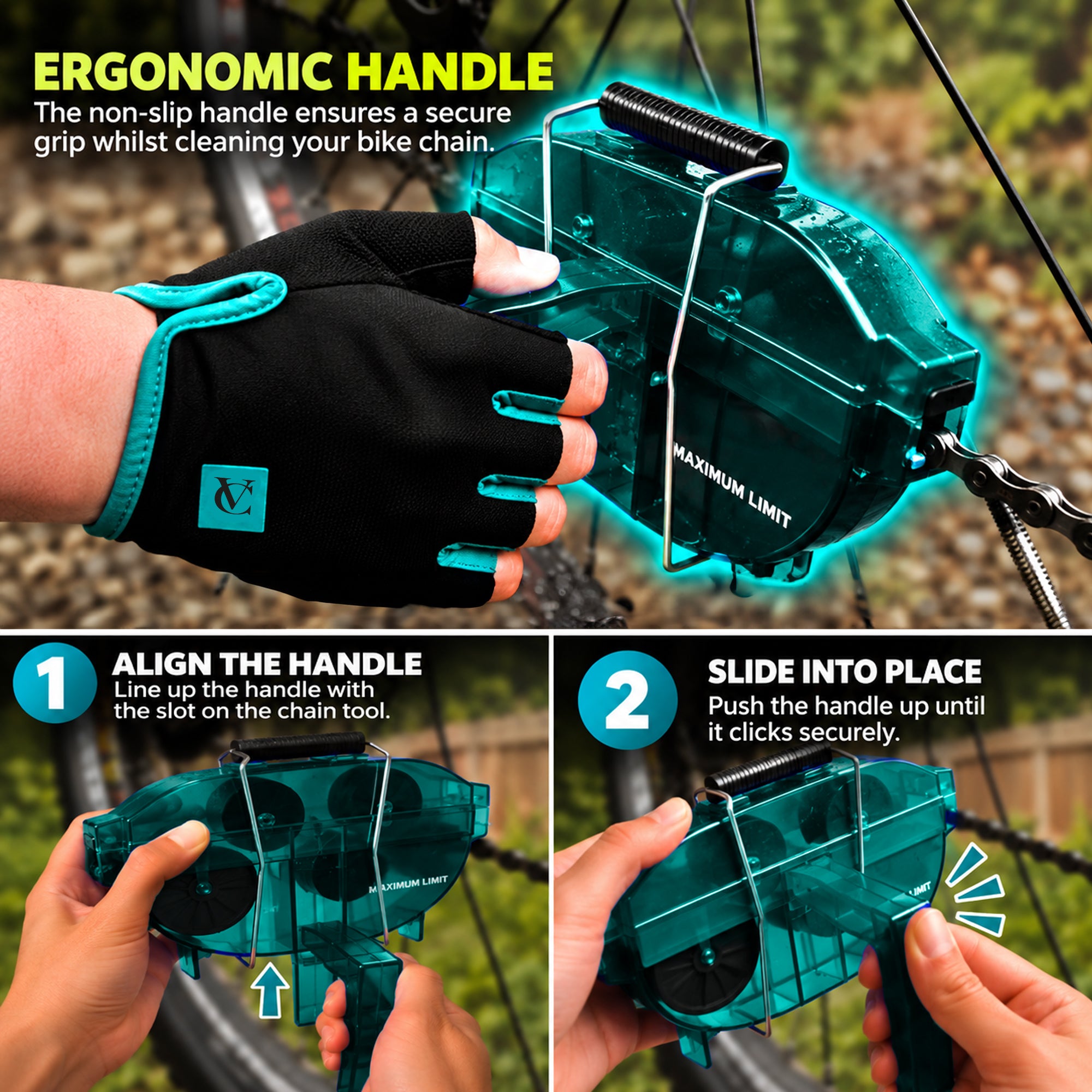VeloChampion Green Handheld Bike Chain Cleaning Tool | No Chain Removal Needed