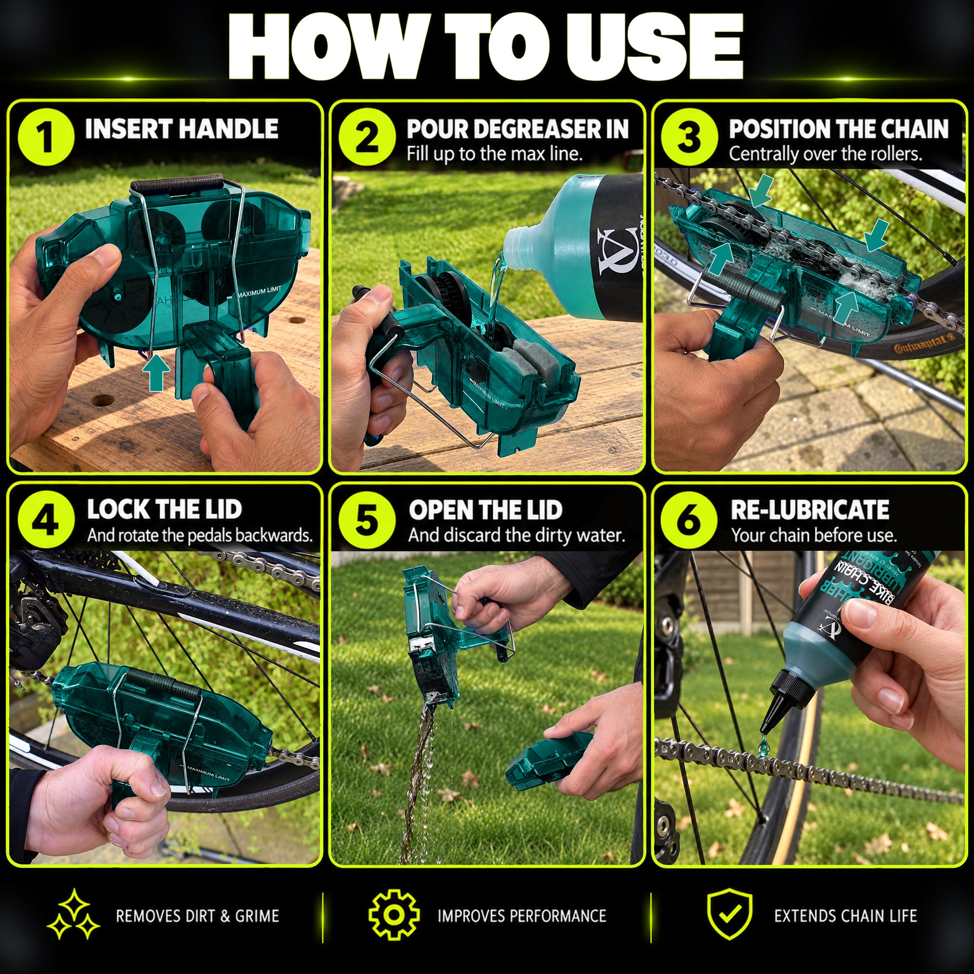 VeloChampion Green Handheld Bike Chain Cleaning Tool | No Chain Removal Needed