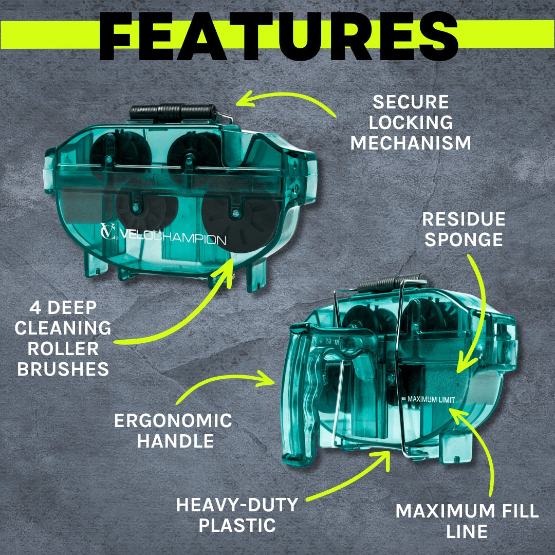 VeloChampion Green Handheld Bike Chain Cleaning Tool | No Chain Removal Needed