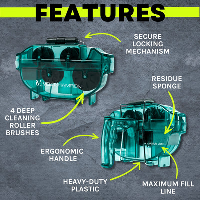 VeloChampion Green Handheld Bike Chain Cleaning Tool | No Chain Removal Needed