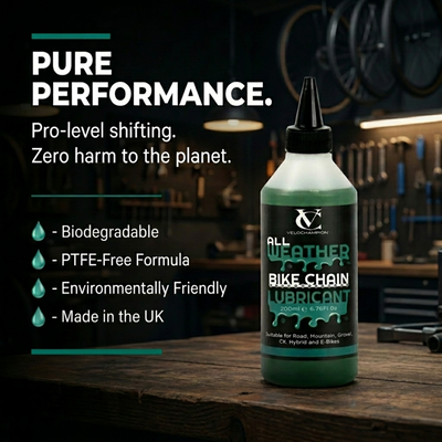 Environmentally friendly biodegradable bike chain lubricant. Made in the UK