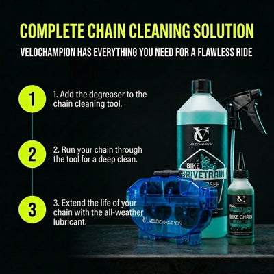 VeloChampion 1 Litre Biodegradable Bike Drivetrain Degreaser Spray | Made in the UK | Suitable for all Bikes