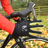 Black/Yellow Windproof Running, Cycling, Hiking Gloves with zip storage pocket & reflective logo