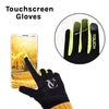 Black/Yellow Windproof Running, Cycling, Hiking Gloves with zip storage pocket & reflective logo