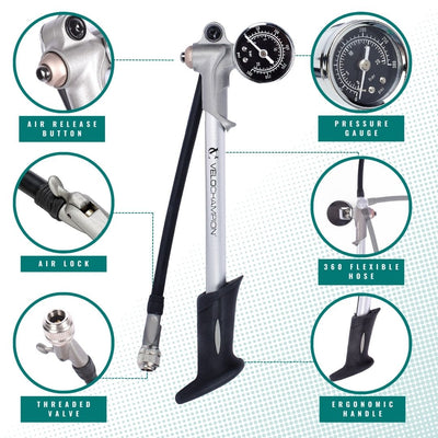 VeloChampion Shock Pump Infographic Bleed Valve