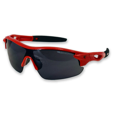 Childrens Warp red fixed frame cycling sunglasses | UV400 protection | VeloChampion