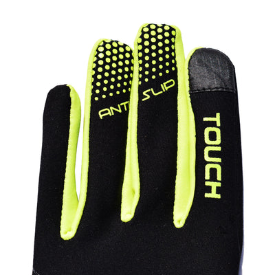 Black/Yellow Windproof Running, Cycling, Hiking Gloves with zip storage pocket & reflective logo