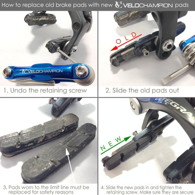 VeloChampion Shimano / Sram Brake Pad Inserts - Fits Dura Ace, Ultegra, 105 and All Sram Brakesets - Velochampion