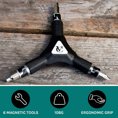 VeloChampion 6-in-1 Y-Wrench Bike Maintenance Tool. Ideal for Home Mechanics. Made from Hardwearing Steel & Ideal for Additional Leverage