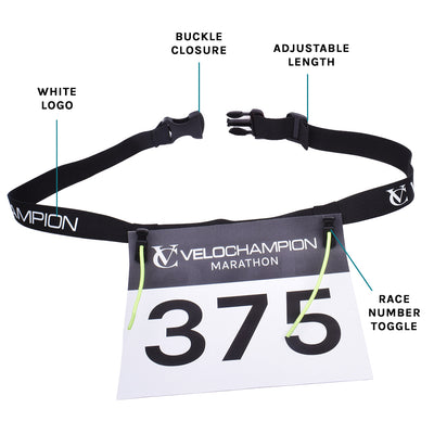 VeloChampion Adjustable Children's Running Triathlon Sports Number Belt Waistpack with Clip Fastening. No Pins Needed.