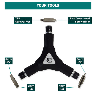 VeloChampion 6-in-1 Y-Wrench Bike Maintenance Tool. Ideal for Home Mechanics. Made from Hardwearing Steel & Ideal for Additional Leverage