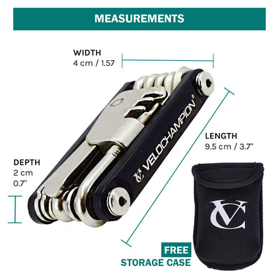 VeloChampion MLT18 Bicycle Multitool with Built In Chain Breaker Splitter. 18 Functions in 1 Tool. Ideal for Home Bike Maintenance or Saddlebag Storage