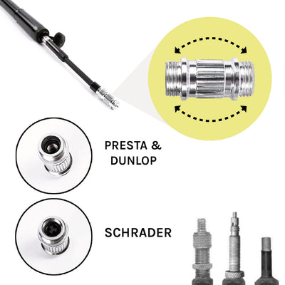 VeloChampion Professional Bike Pump with Easy Change Valve, Flexi Hose + Pressure Gauge