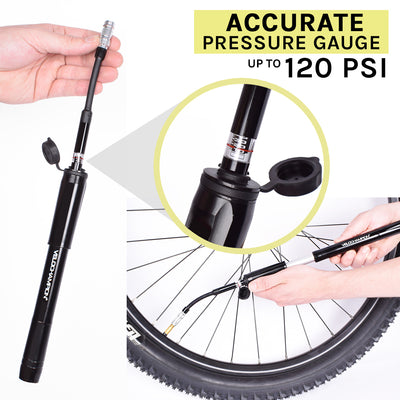 VeloChampion Professional Bike Pump with Easy Change Valve, Flexi Hose + Pressure Gauge