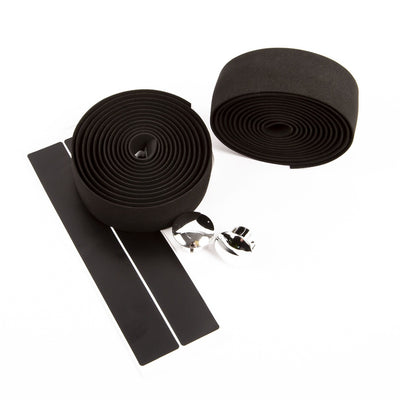 VeloChampion Handle Bar Tape Black with Chrome Plugs