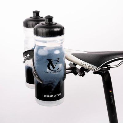Double Water Bottle Cage Mount - Alloy Black for Cycling Triathlon Bike