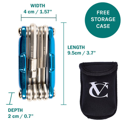 VeloChampion 14 in 1 Blue Multifunctional Bike Repair Cycling Multitool with Storage Case. Compact, Portable and Built To Last