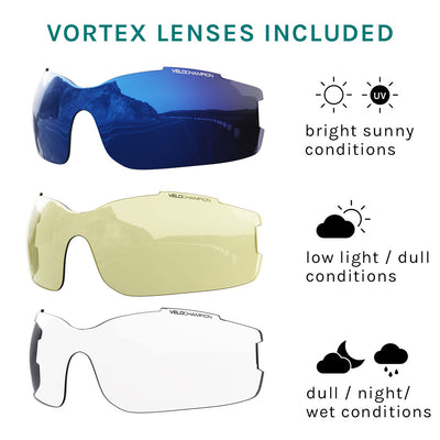 Vortex Cycling Sunglasses Bundle (Frame, 2 Lenses & Case)