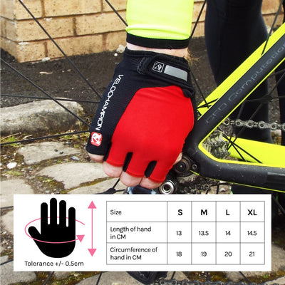 VeloChampion Summer Cycling Race Gloves - in Black, Blue, Red or Fluoro Yellow - Velochampion