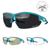 VeloChampion Tornado Cycling Sunglasses + 2 extra lenses & UV400 Protection -White/Blue/Black/Red