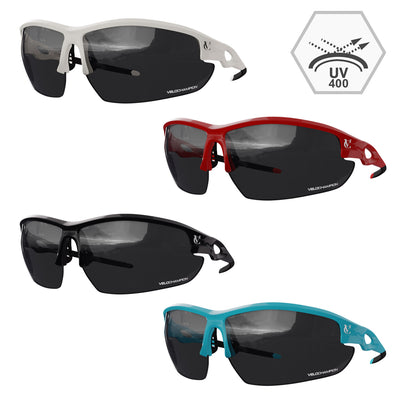 Tornado fixed frame cycling and running sunglasses available in four colours | VeloChampion